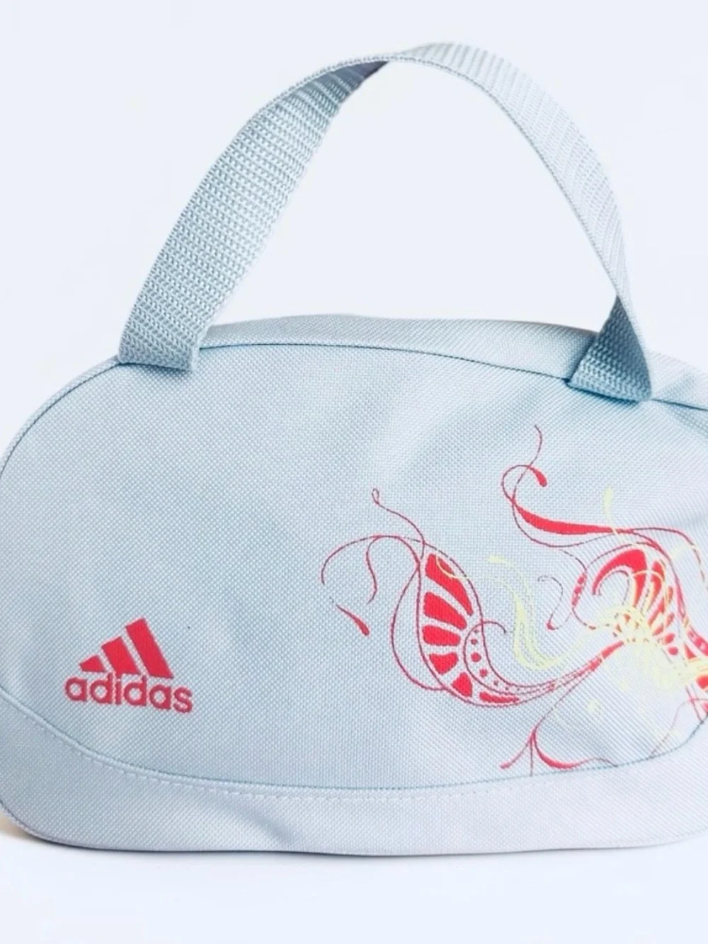 adidas Light Blue Cosmetic Bag with Red Graphic